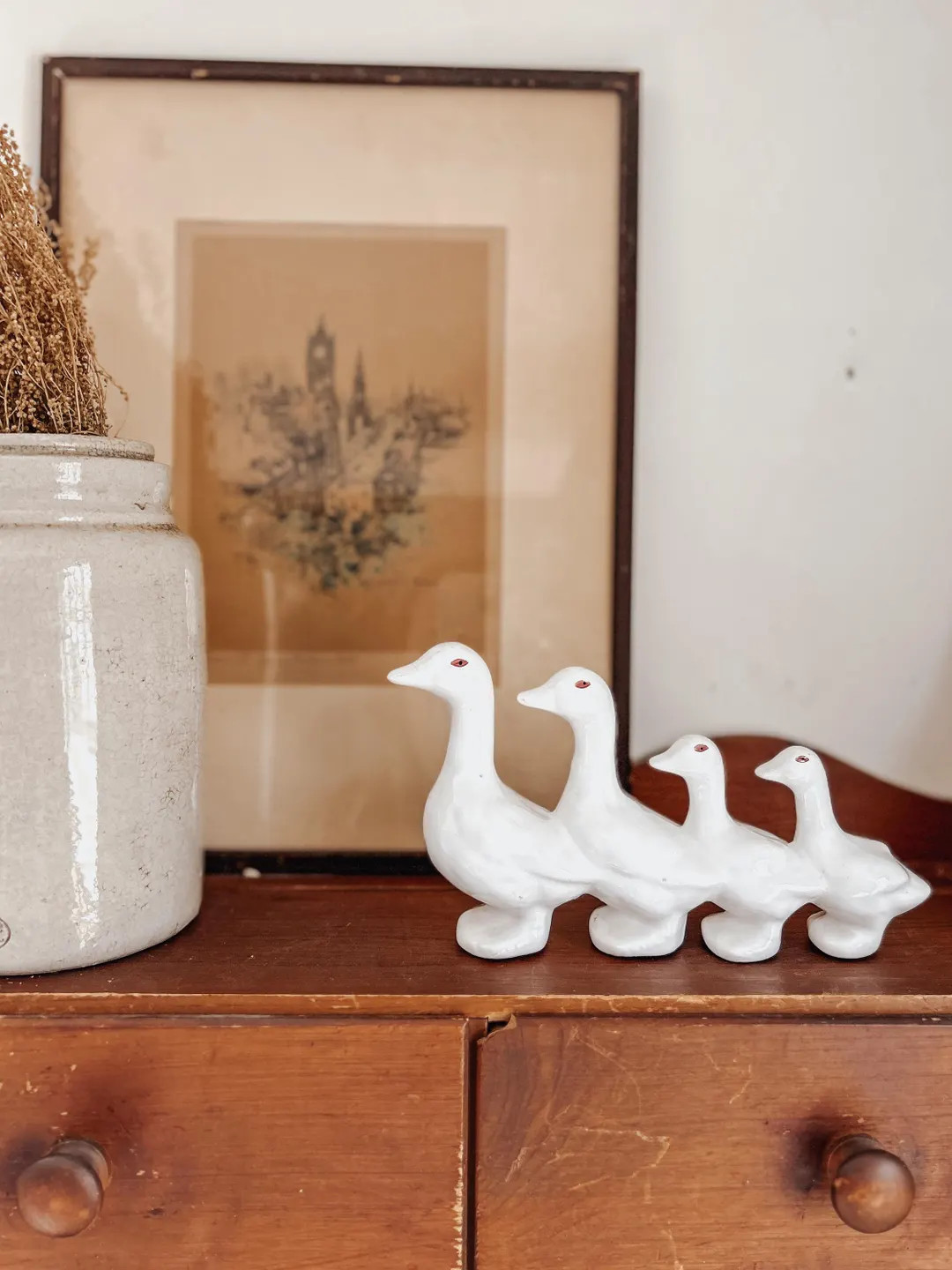 Vintage Ceramic Geese Family Figurine; Ducks in a Row; Cottage Duck Decor | Etsy (US)