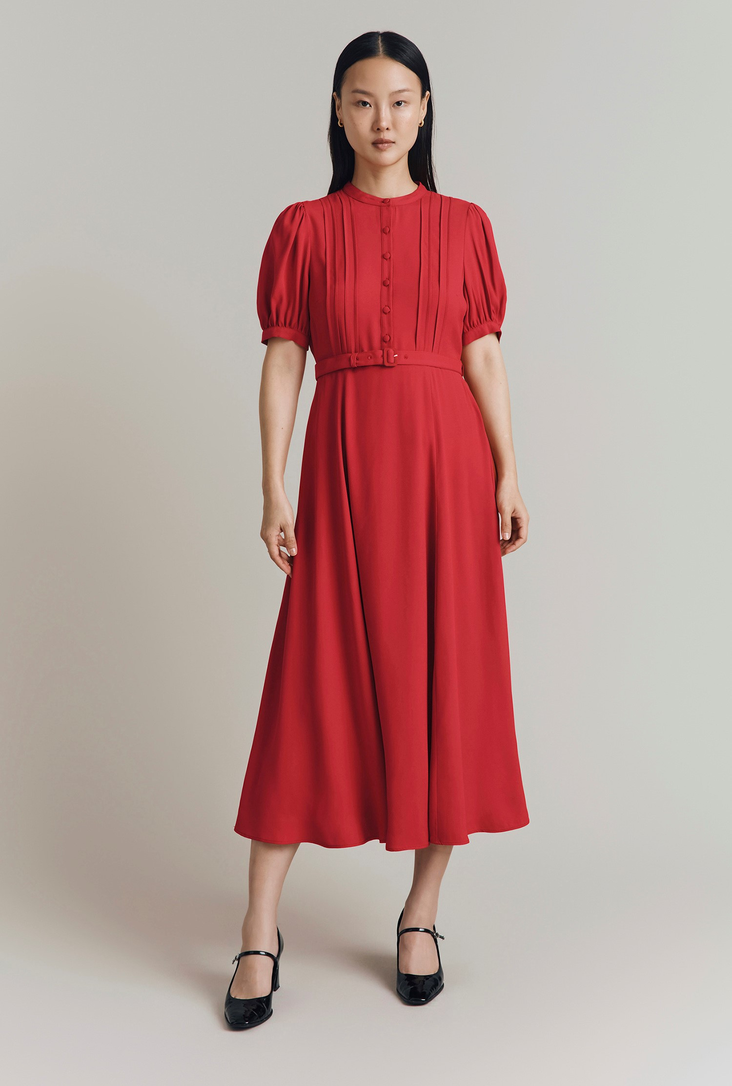 Francis Satin Back Crepe Midi Dress

                        Red | Ghost