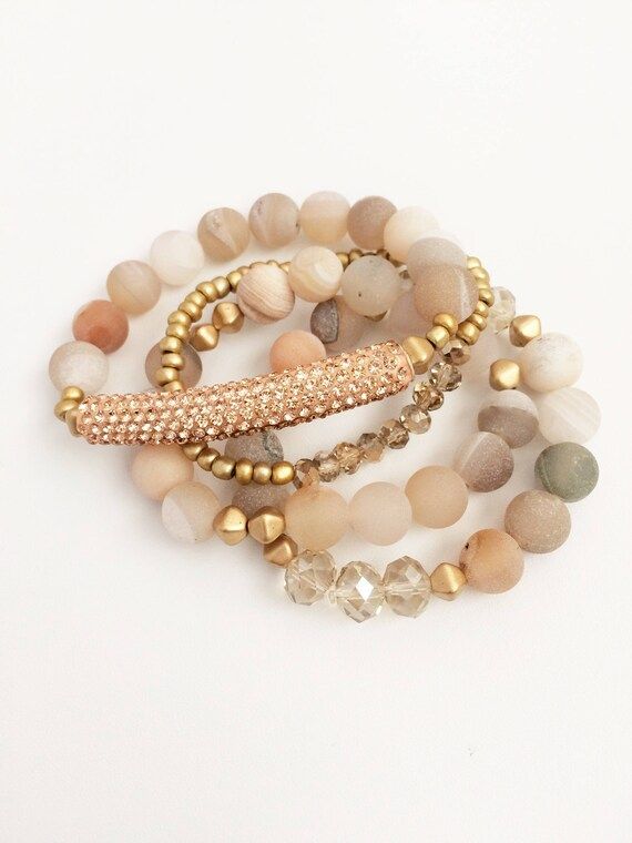 Natural Stone Bracelet Set | Stack Bracelet Set | Stretch Bracelet Set | Boho Jewelry | Bohemian Jew | Etsy (US)