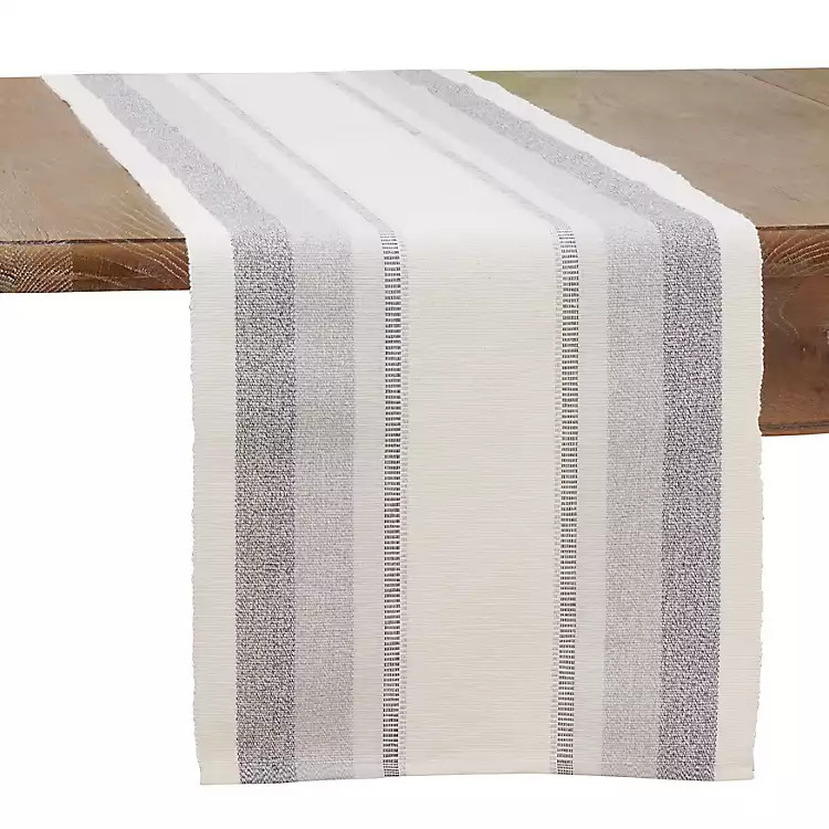 Blue Coastal Ribbed Striped Table Runner | Kirkland's Home