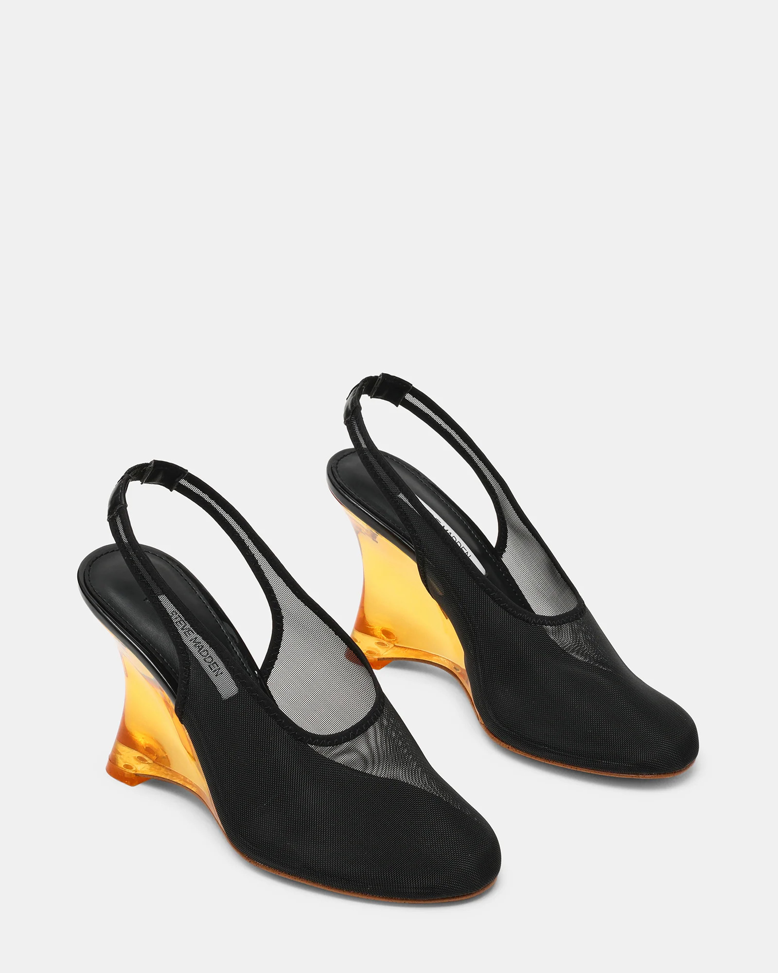 DYRA Black Gold Transparent Wedge Slingback Mesh Women's Heel | Steve Madden (US)