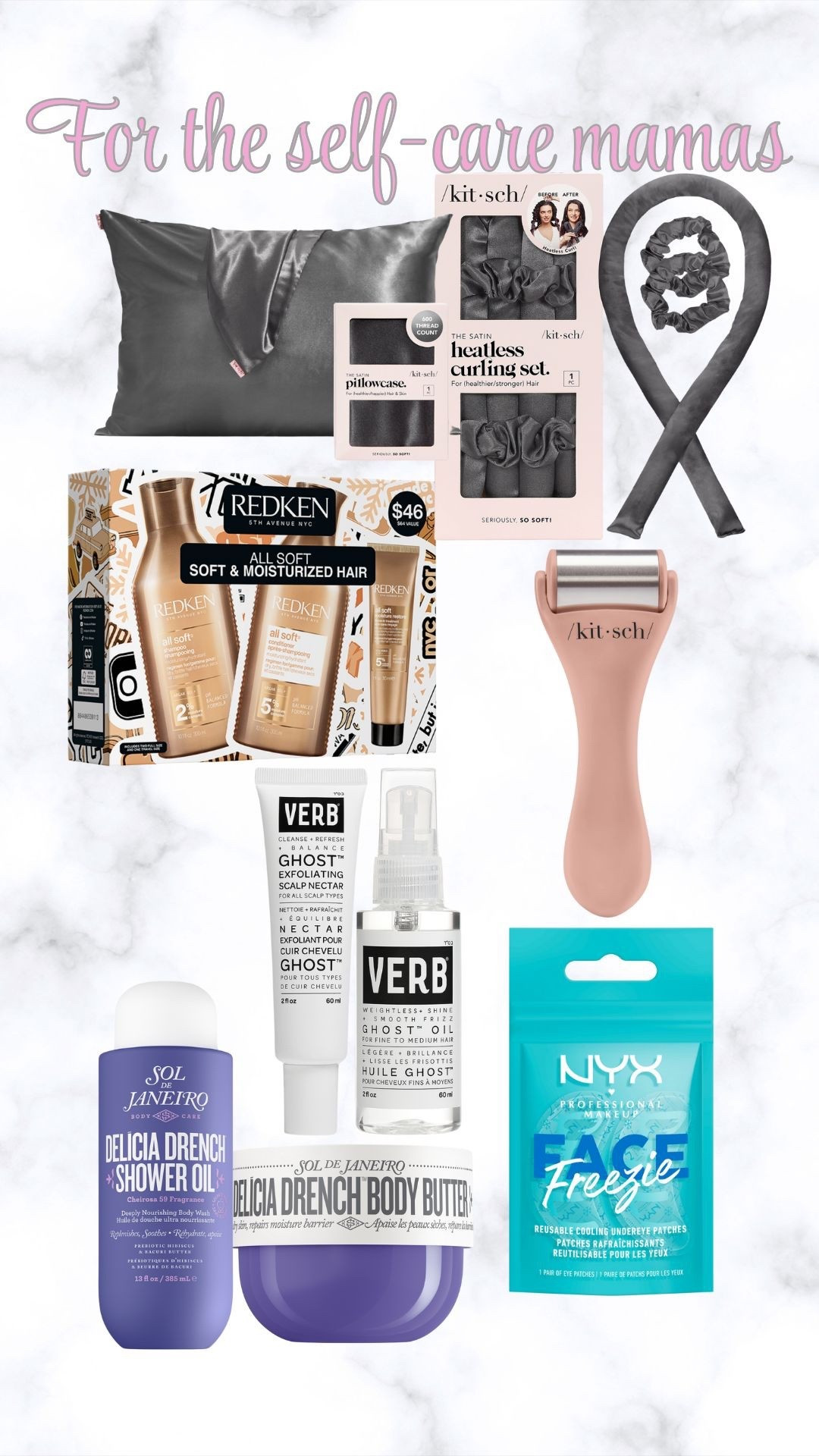 Second up in my gift guide of things mamas ACTUALLY want for Christmas is for the mamas who love self-care—hair care, skin care, the beauty luxuries in life.

-An ice roller and reusable under eye cooling masks 🧊
-Hair oil and a scalp exfoliant (VERB is the GOAT)
-Salon shampoo/conditioner set (Redken—my FAVE)
-Shower oil and body butter that smells DELISH
-Satin pillowcase and heat less curlers

All these are bound to be a win for the mama who wants to focus a little more on her own self-care routines.

Next up in the guide is for the mama who loves time in the kitchen, but deserves to be a little more selfish 🖤

#LTKBeauty #LTKmomlife #LTKGiftGuide