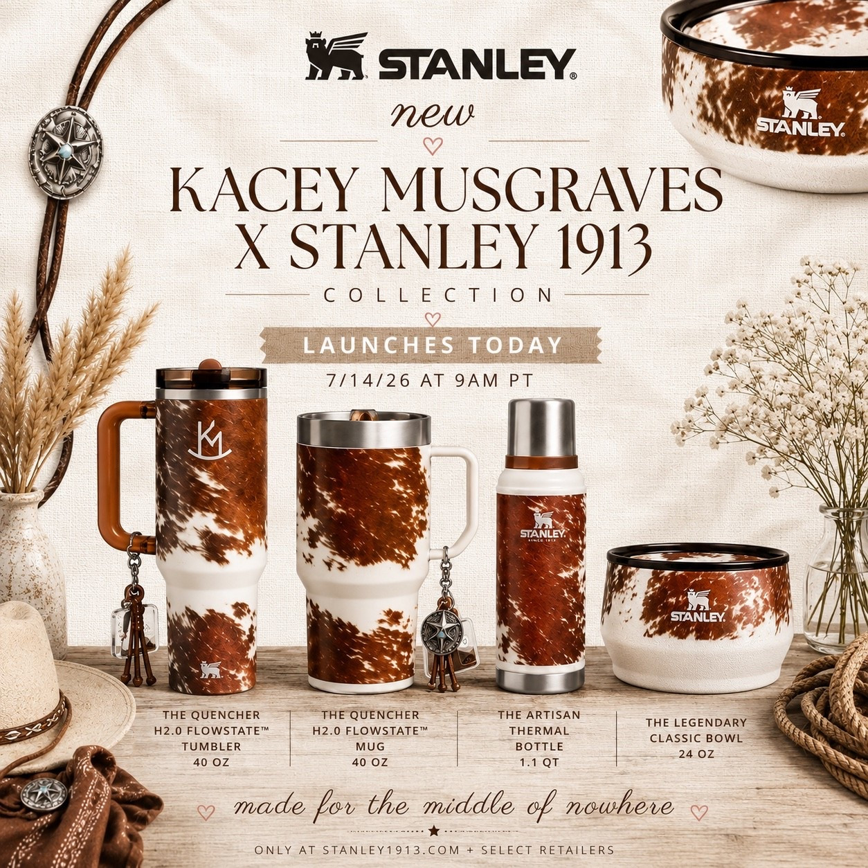 If you're a Kasey Musgraves fan, her limited edition collection Stanley launched today!