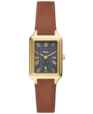 Women's Raquel Three-Hand Date Medium Brown Genuine Leather Watch, 23mm | Macy's Canada