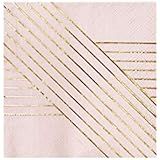 Harlow & Grey Amethyst Pale Pink with Rose Gold Striped Lunch Paper Napkins, Pack of 20 - Birthda... | Amazon (US)