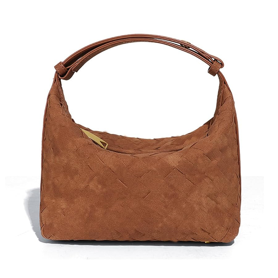 Luxurious Suede Hobo Bag - Women's Woven Leather Shoulder Bag with Spacious Interior | Amazon (US)