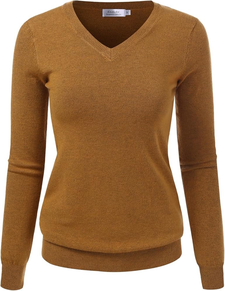 Women's V-Neck Long Sleeve Pullover Premium Soft Knitted Sweater (S-XXL) | Amazon (US)