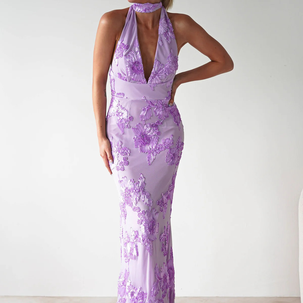 Halsey Tie Back Maxi Dress | Lilac Textured | Oh Hello Clothing