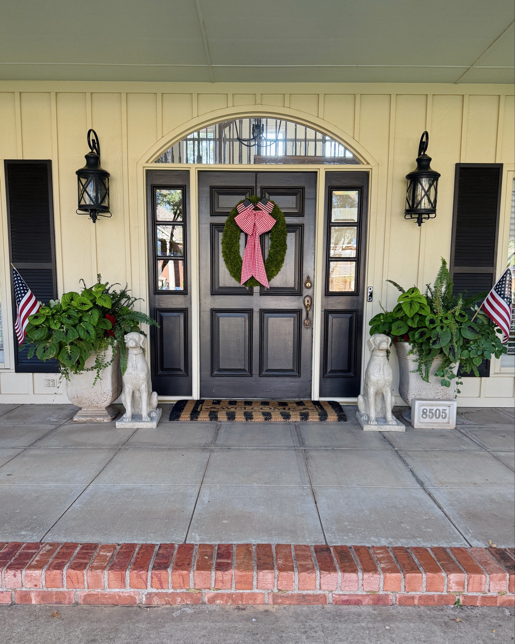Cheers to porch sitting, red gingham, and one last long weekend of summer! ❤️🤍💙

Shop my new stone dog statues, wreath, red gingham sash, and classic door mat. They’re sure to give a warm welcome!

#frontporchdecor #frontdoorwreath

#LTKSeasonal #LTKHome