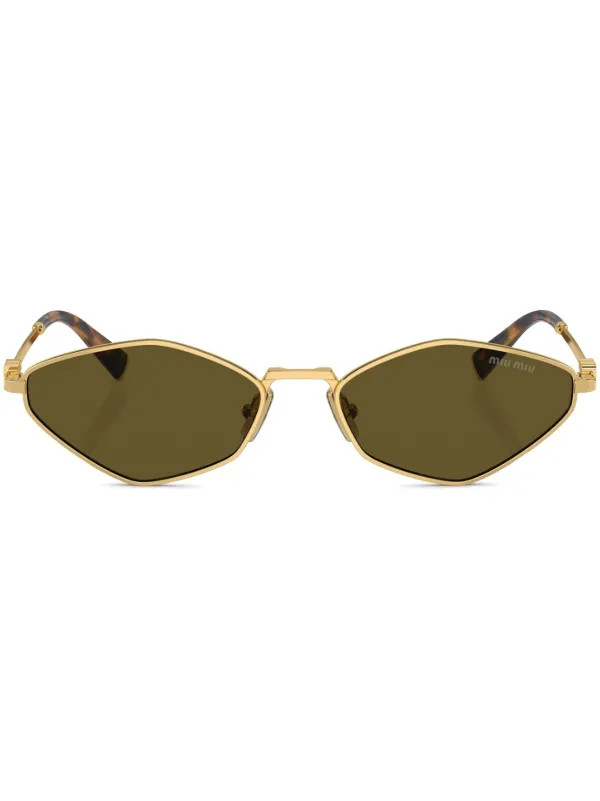 Miu Miu Eyewear logo-lettering geometric-frame Sunglasses - Farfetch | Farfetch Global