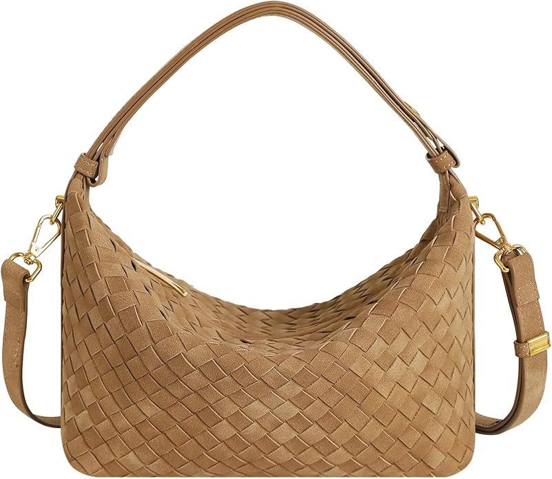 Vegan Leather Woven Tote Bag, Leather Braided Purse Clutch Purse, Woven Top-Handle Shoulder Handb... | Amazon (US)