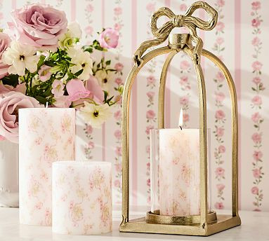 LoveShackFancy Floral Painted Pillar Candle | Pottery Barn (US)