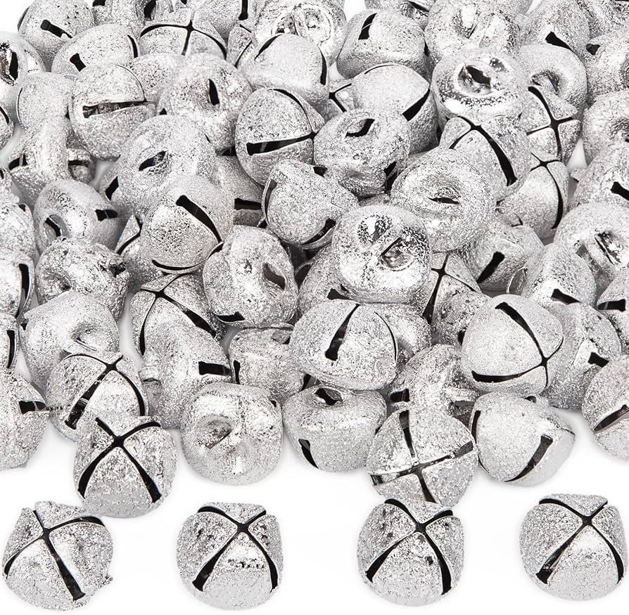 Shindel 100PCS Christmas Jingle Bells, Craft Bells Bulk 1 Inch Unique Silver Bells for Christmas ... | Amazon (US)