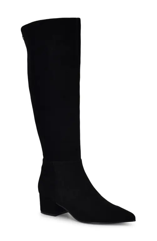 Nine West Morgin Pointed Toe Knee High Boot in Black Suede at Nordstrom, Size 7 | Nordstrom