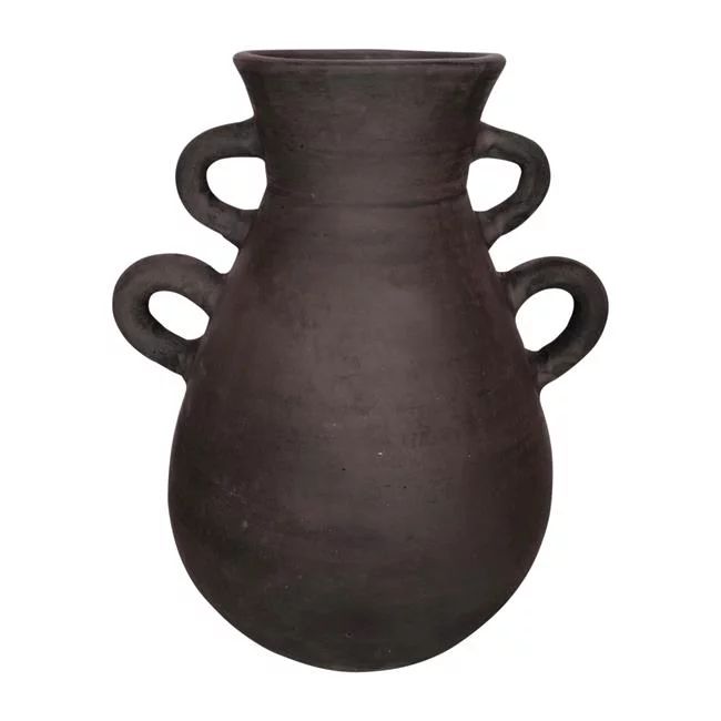 Sagebrook Home 18252-02 12 in. Terracotta Vase with 4 Handles, Black - Walmart.com | Walmart (US)