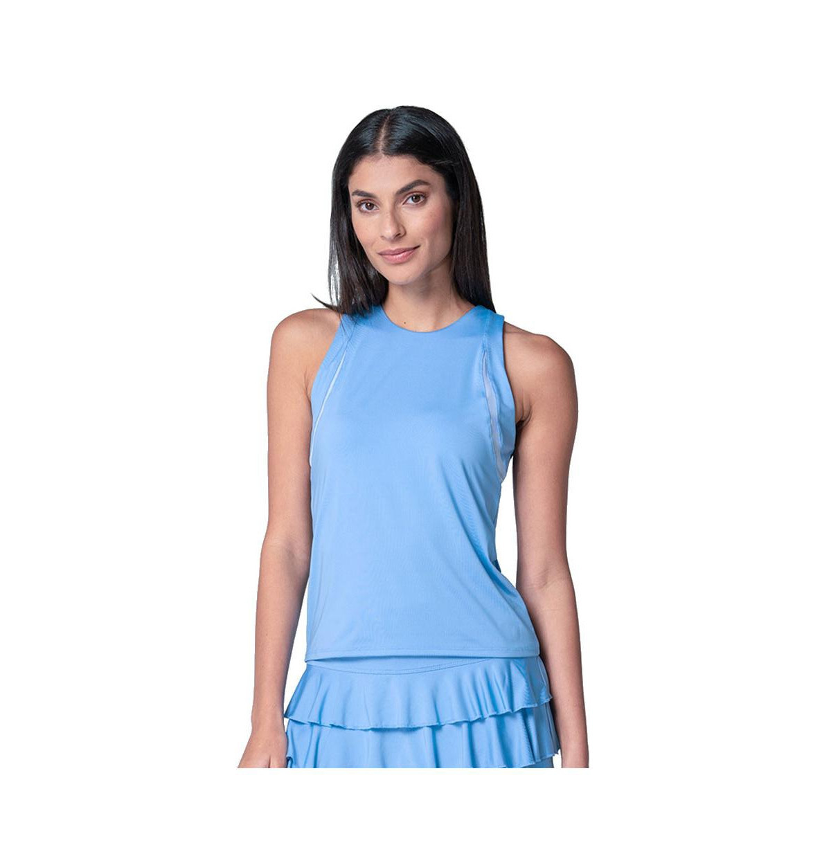 Lucky In Love Women's High Neck Action Tennis Tank with Bra - Periwinkle | Macy's