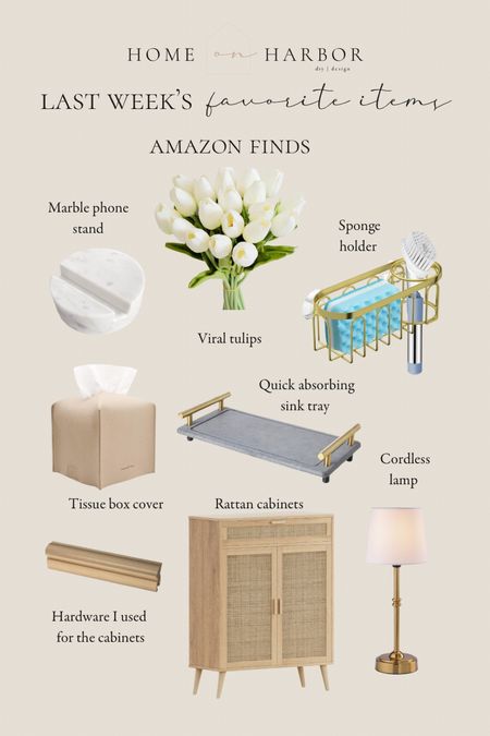 Last week’s favorite Amazon finds! Sink accessories, faux tulips, tissue box cover, rattan cabinets, cordless lamp and more viral finds! 

#LTKSeasonal #LTKhome #LTKfindsunder50