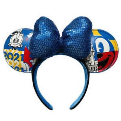 Disney Parks 2021 Blue Minnie Ears LEATHER Donald Duck Party Mickey Headband USA | eBay US
