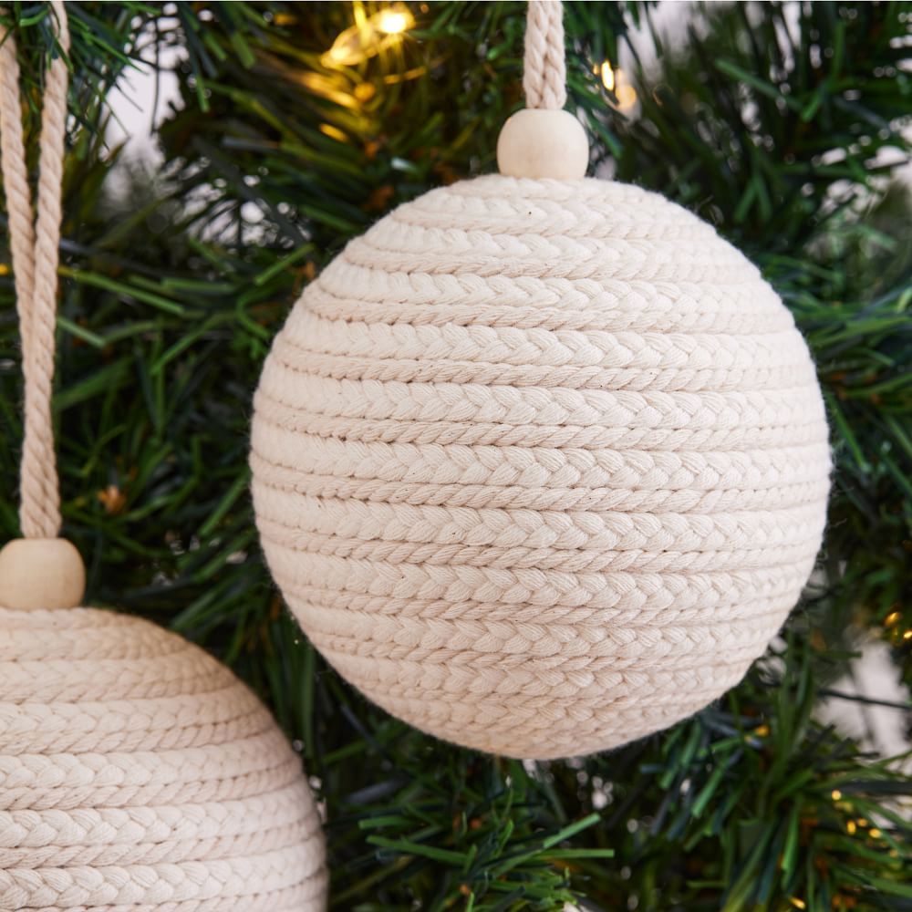 Rope Ball Ornaments - White/Natural (Set of 3) | West Elm (US)
