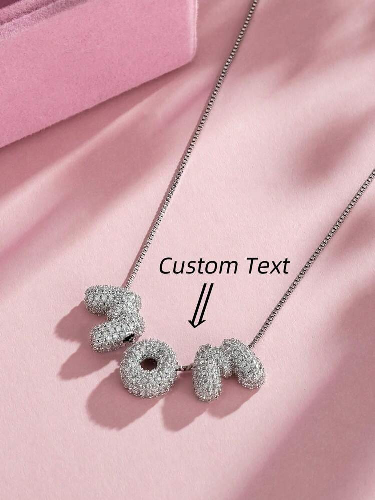 1pc Luxury 3D Bubble Custom Letter Initial Name Necklace Jewelry Personalized First Letter MAMA Pendant Necklace, Fashionable Gift For Mom, Daughter, Autumn, Minimalist, Casual, Suitable For Anniversary, Valentine's Day, Mother's Day, Birthday, Graduation, Daily Wear, Wedding, Party Silver Fall Fashion, Casual, Custom, Unique Ideal Gifts For Her Mom, Her For Anniversaries, Senior Students, Freshman, Sophomore, Underclassmen, Customized Fashion Word Necklaces, Street Casual Chic | SHEIN