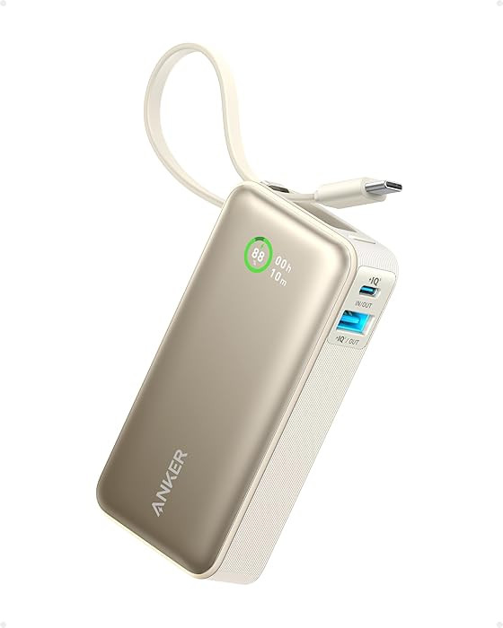 Nano Power Bank, 10,000mAh Portable Charger with Built-in USB-C Cable, 30W Recharging, 30W Max Ou... | Amazon (US)