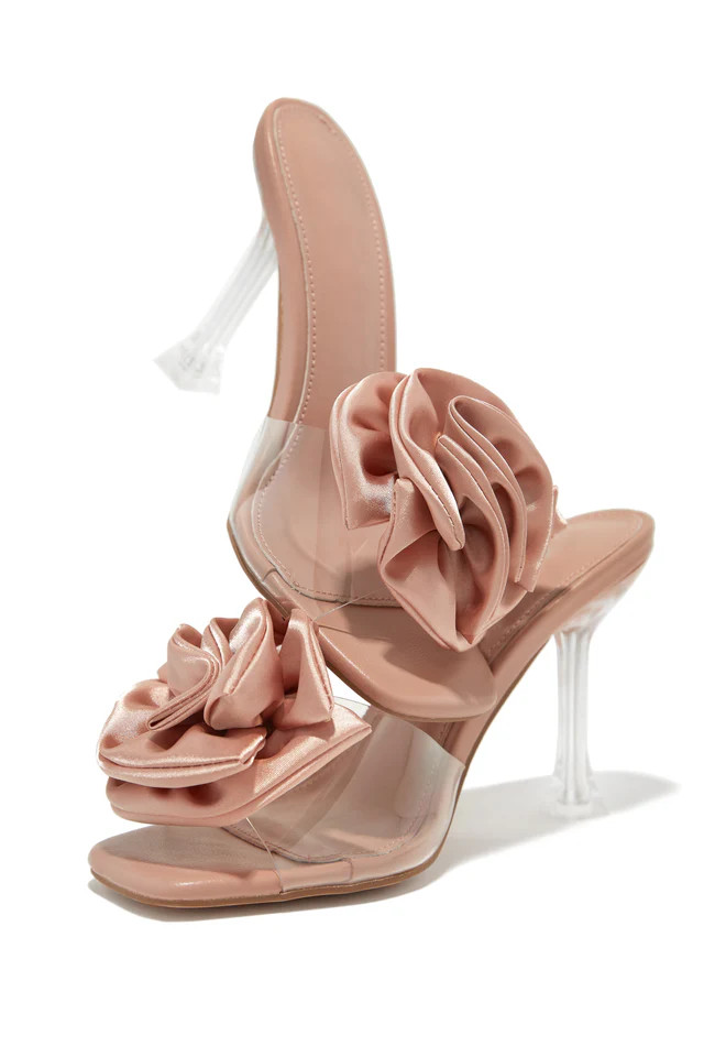 Miss Lola | Jardine Nude Floral Single Sole Mules | MISS LOLA