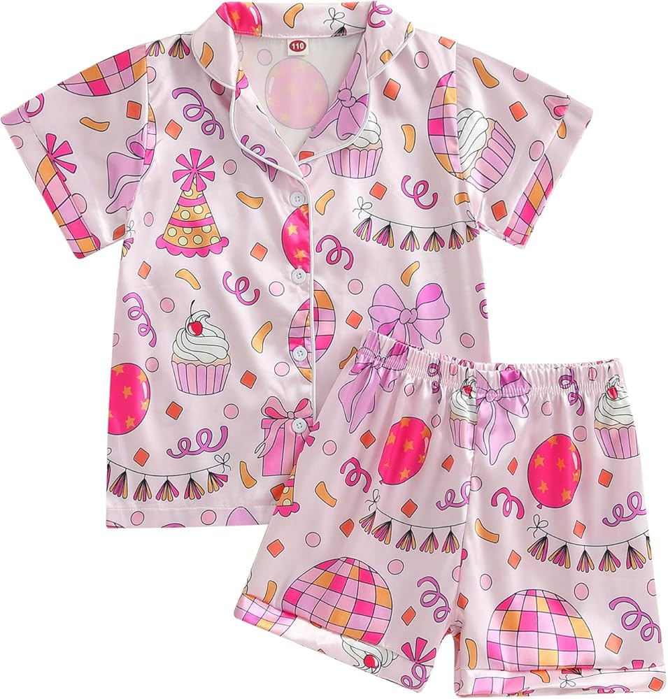 Kuriozud Birthday Girl Pajamas Silk Stain Pjs Shirt Tops+Shorts 2Piece Set Birthday Toddler Kids ... | Amazon (US)