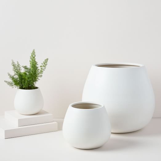 Pure White Ceramic Planters | West Elm (US)