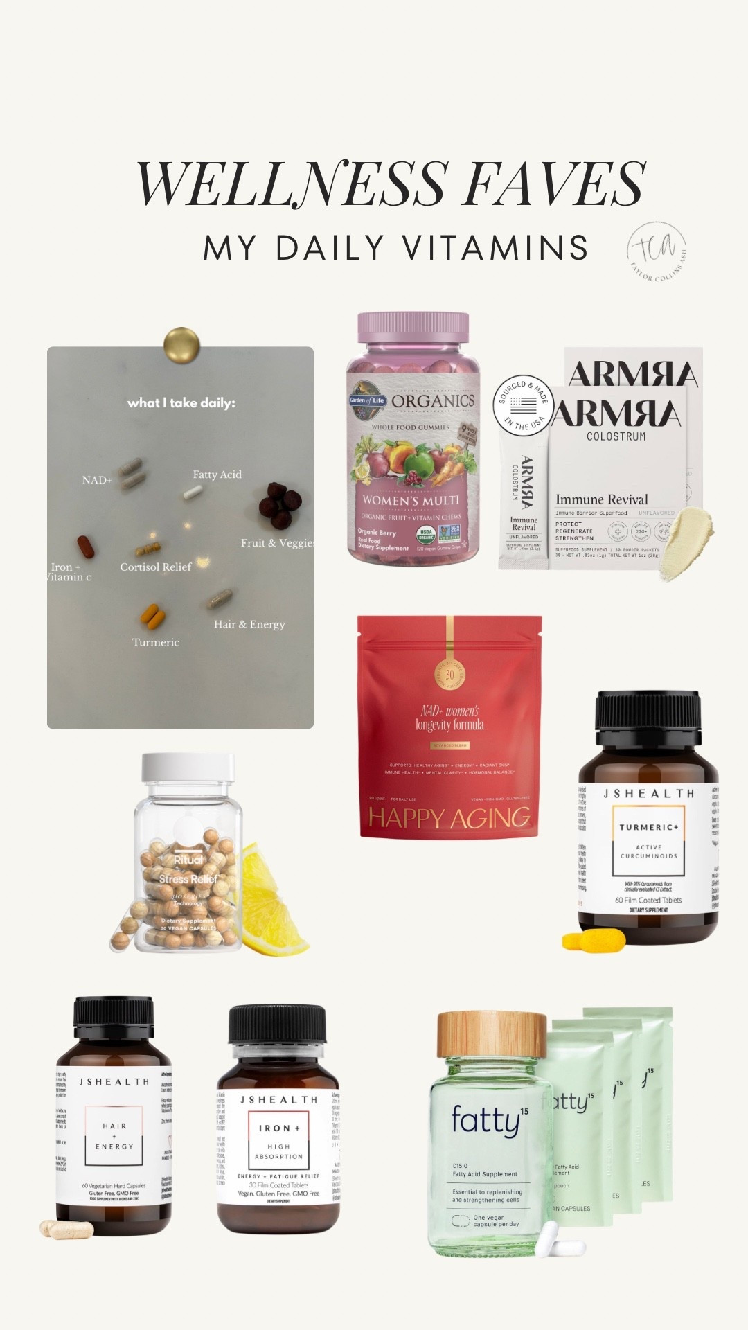 Wellness supplements I use daily for gut health, stress relief, energy, hair, skin, and digestion  

#LTKBeauty #LTKdayinmylife #LTKselfcare