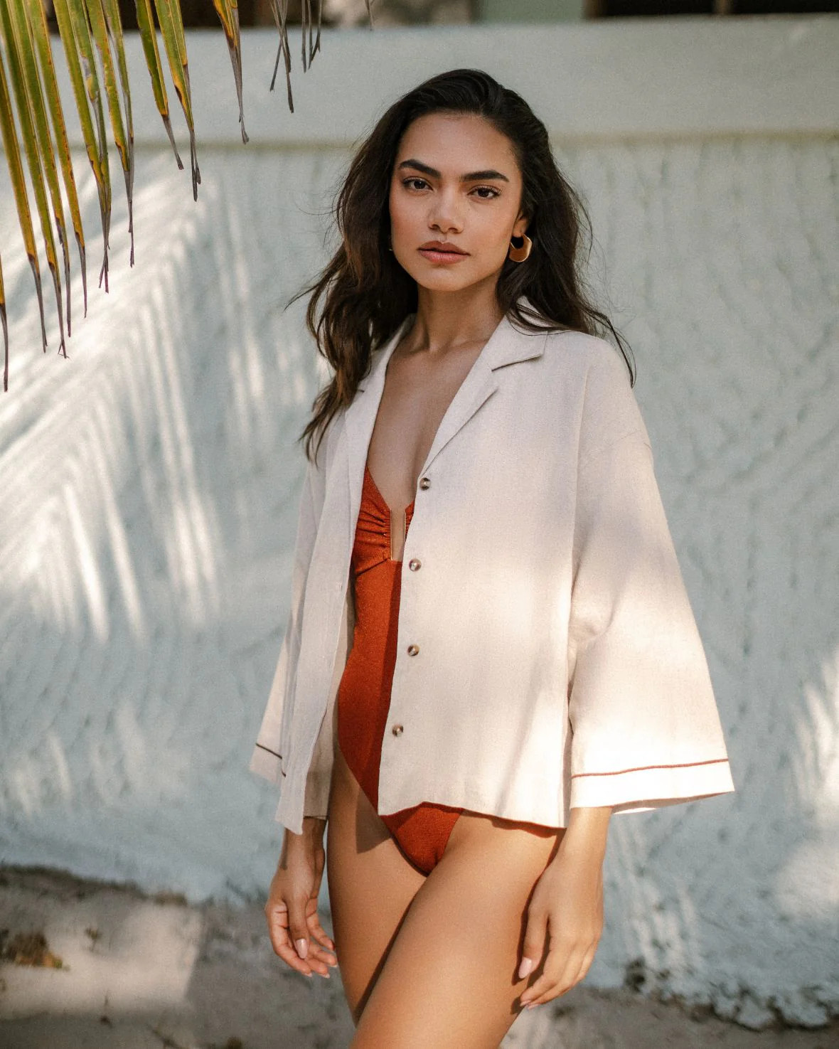 Linen-Blend Cropped Shirt - Natural | Chelsea Peers NYC