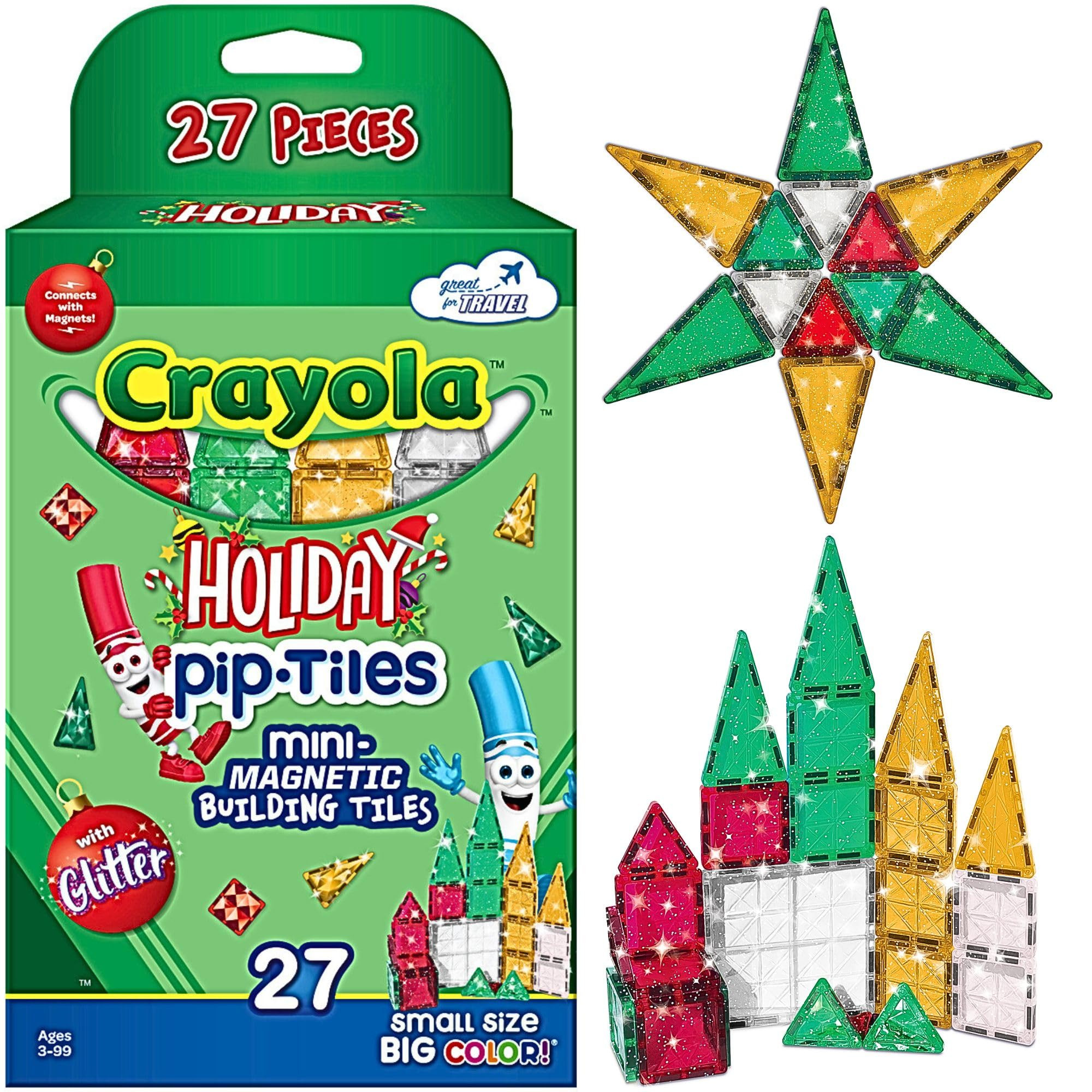 CreateOn Crayola Holiday Glitter Mini Micro Nano PIP Magnetic Tiles, Magnetic Kids’ Building To... | Amazon (US)