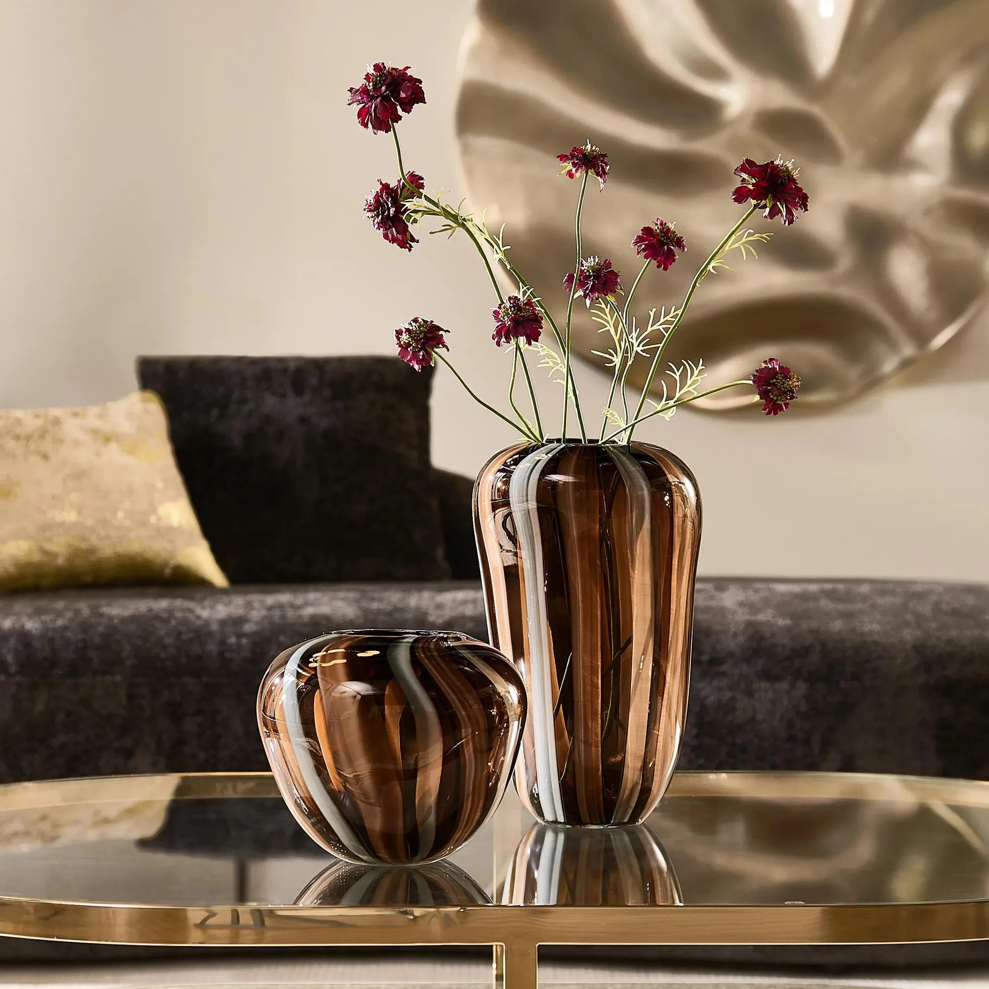 Billow Glass Vase | Brown/Beige/Grey | Décor | Z Gallerie | Large: 8.25"W x 8.25"D x 13.5"H | Hand Blown Glass | Z Gallerie