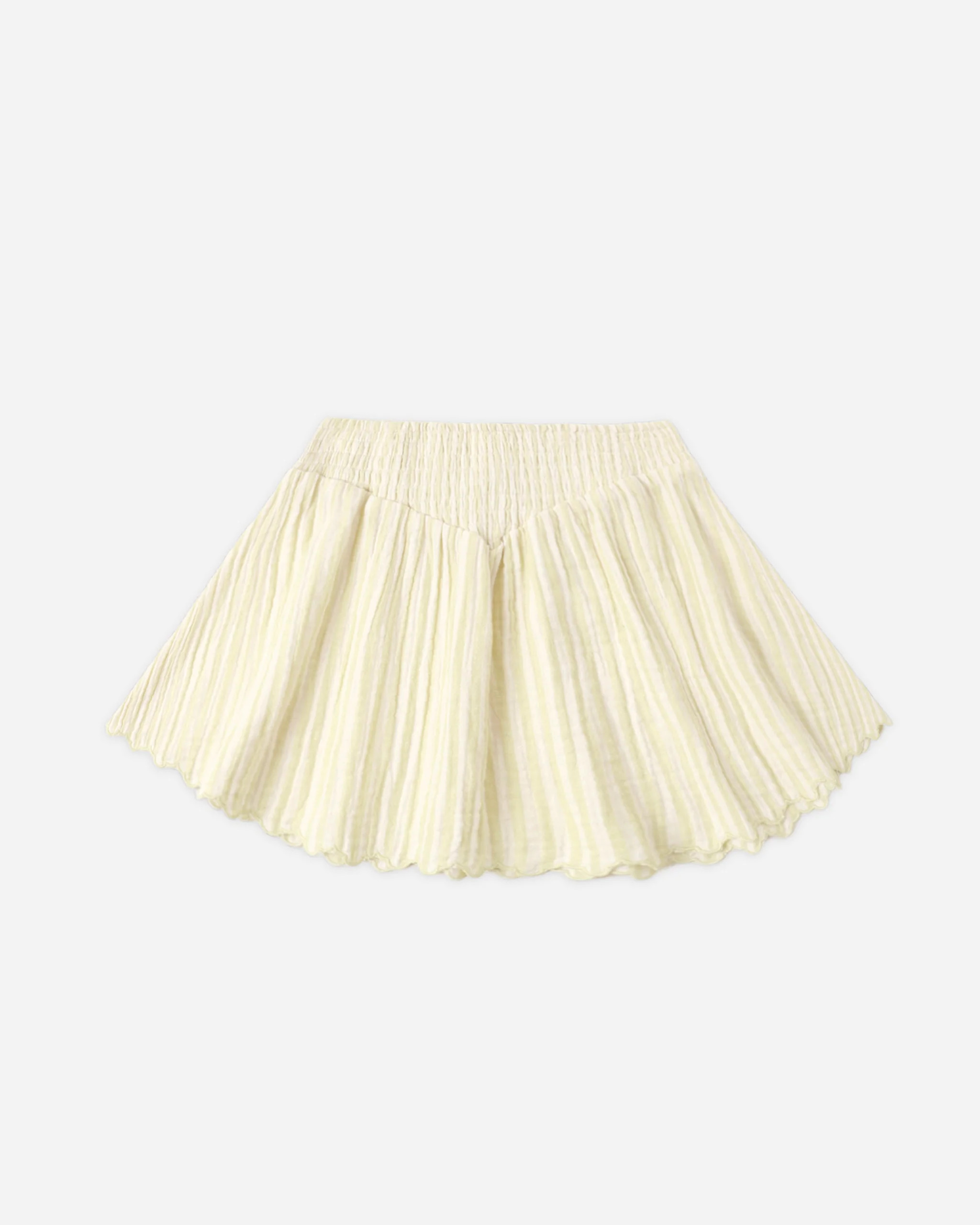 Smocked V Mini Skirt Citron Stripe | Rylee + Cru