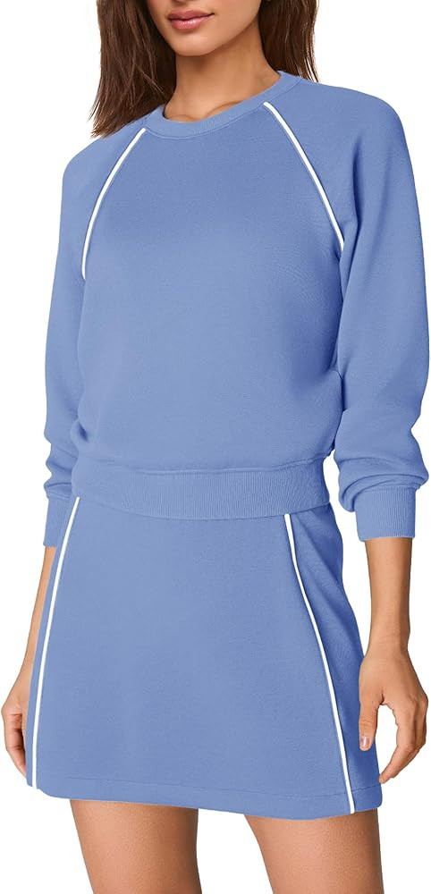 Nirovien Womens 2 Piece Workout Sets Athletic Skort Sets Active Tennis Outfits Crewneck Sweatshir... | Amazon (US)