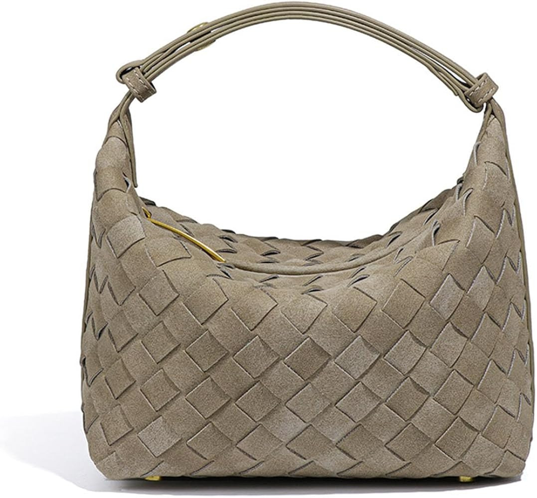 Luxurious Suede Hobo Bag - Women's Woven Leather Shoulder Bag with Spacious Interior | Amazon (US)