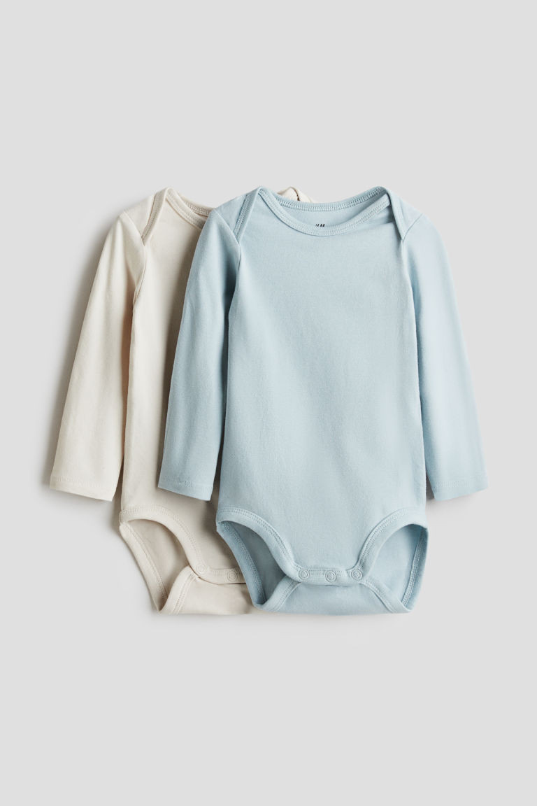 H & M - 2-Pack Bodysuits with Lap Shoulders - Turquoise | H&M (US + CA)