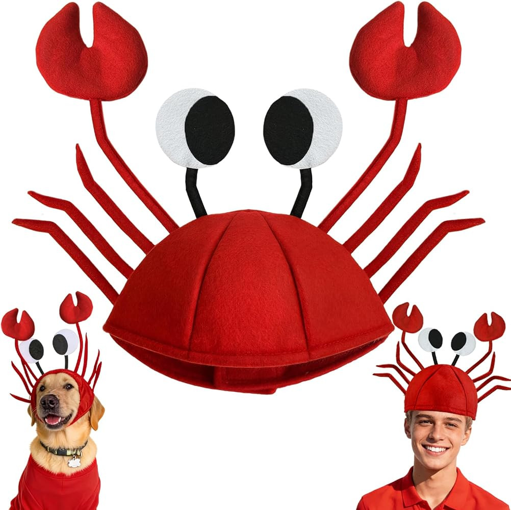 Funny Crab Hat,3D Lobster Seafood Hats Crazy Cap Day Costume Accessories for Pets Adults Dress Up... | Amazon (US)