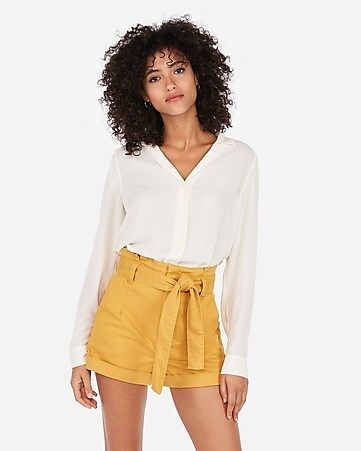 super high waisted sash tie waist stretch+ shorts | Express