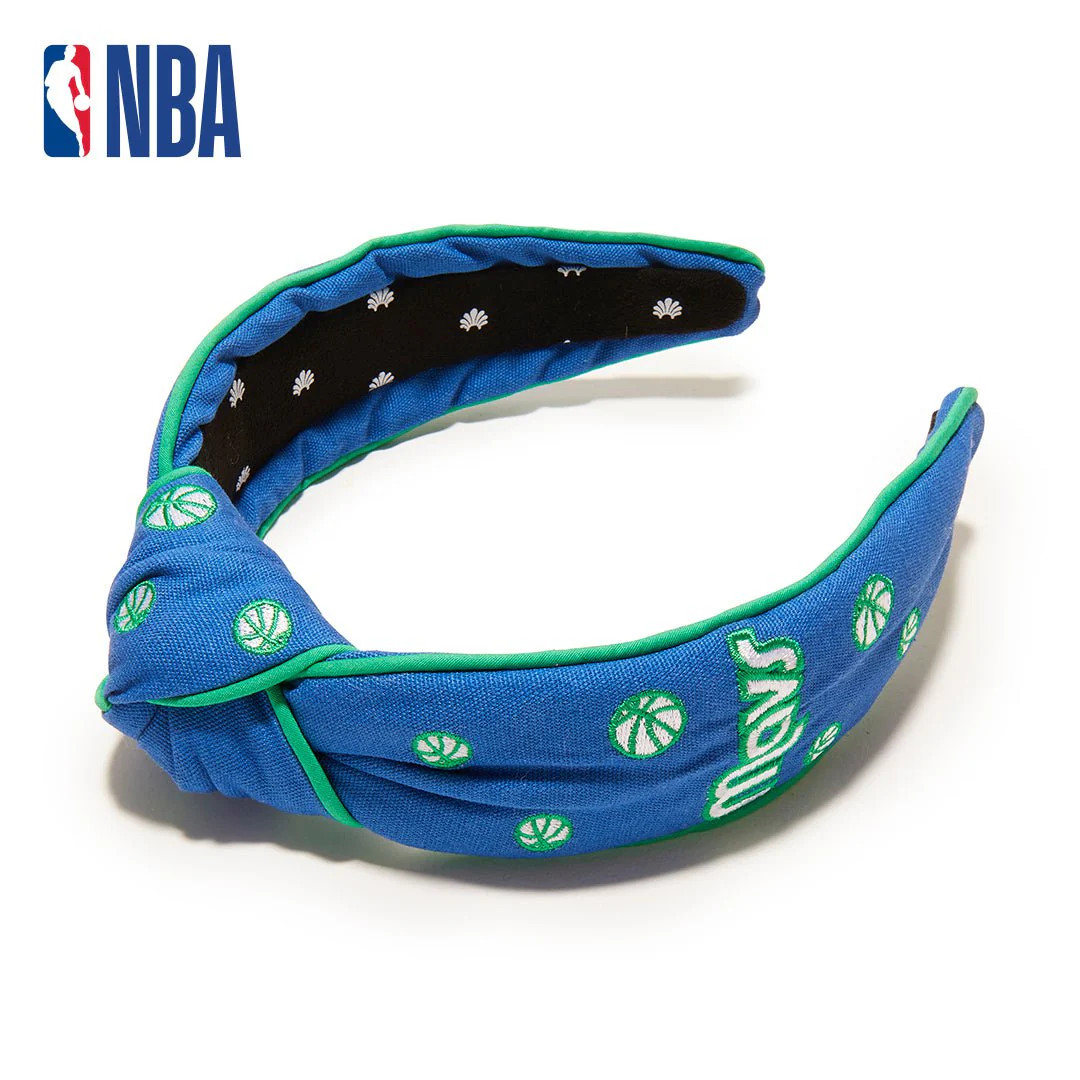 BLUE DALLAS MAVERICKS EMBROIDERED KNOTTED HEADBAND | LELE SADOUGHI