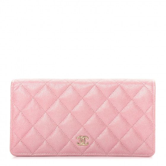 CHANEL Iridescent Caviar Quilted Yen Wallet Rose Pink | Fashionphile