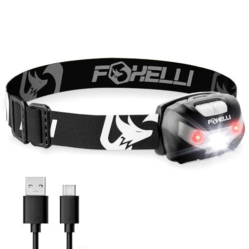 Foxelli USB-C Rechargeable LED Headlamp – Super Bright, Lightweight Head Lamp for Running, Camping, Hiking & Work – Comfortable Fit for Adults & Kids | Amazon (US)