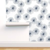 Mod Wallpaper - Dandelions White Navy By Friztin Midcentury Modern Custom Printed Removable Self Adh | Etsy (US)