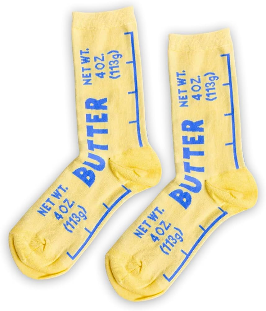 VELENTI Butter Socks – Funny Food Novelty Crew Socks for Women 5–10 & Men 4.5–8.5 | Soft Co... | Amazon (US)