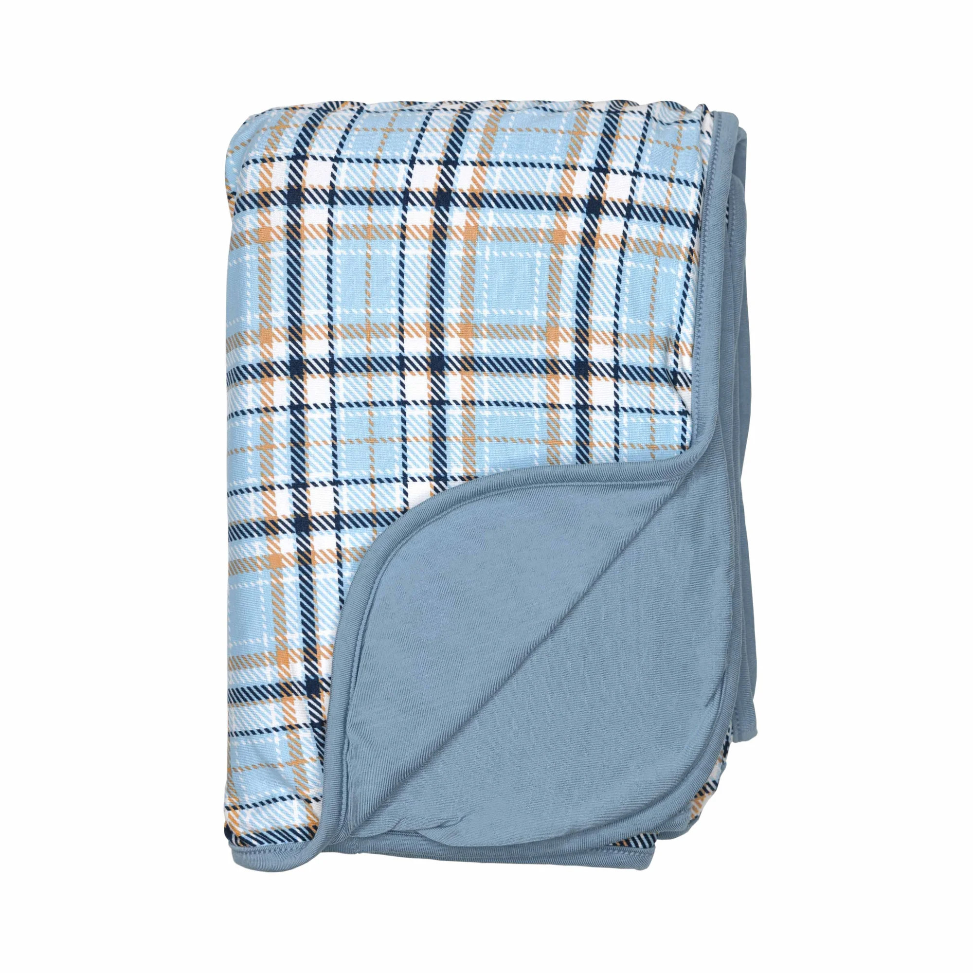 Holiday Plaid Blue Bamboo Blanket | Bellabu Bear