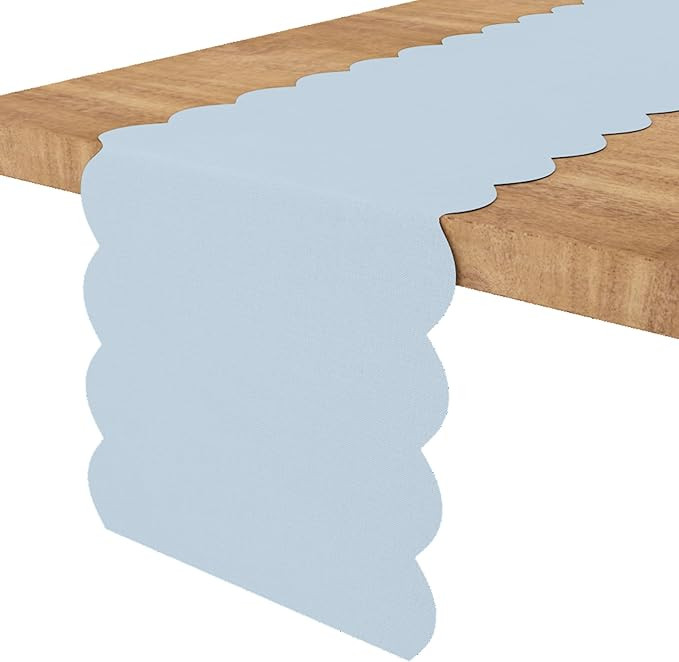Swanoo Scallop Table Runner - Washable Polyester Fabric- Party Table Decoration- 2 Pack 14x104 in... | Amazon (US)