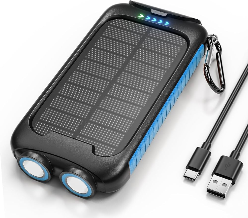 Solar Charger Power Bank, 38800mAh Portable Phone Charger with 1 Type C & 2 USB Ports Built-in Du... | Amazon (US)