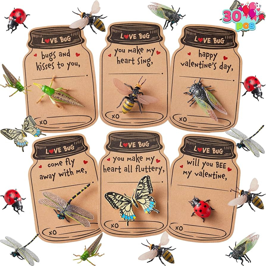 JOYIN 30 Pcs Valentines Day Gift Cards Realistic Bug Toy Set for Kids Valentine's Classroom Excha... | Amazon (US)