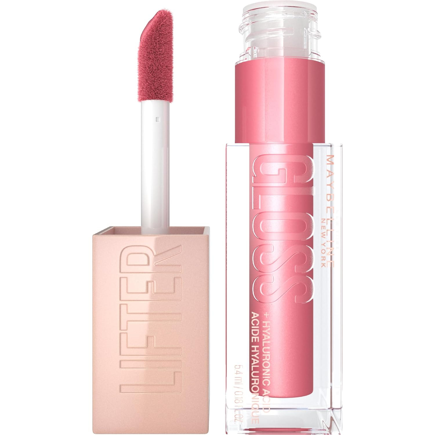 Maybelline Lifter Gloss, Hydrating Lip Gloss with Hyaluronic Acid, High Shine for Plumper Looking Lips, Petal, Warm Pink Neutral, 0.18 Ounce | Amazon (US)