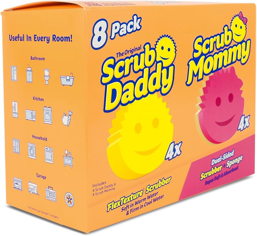 Scrub Daddy 4 Scrub Daddy Sponges & 4 Scrub Mommy Kitchen Sponges - Scratch-Free for Dishes & Mul... | Amazon (US)