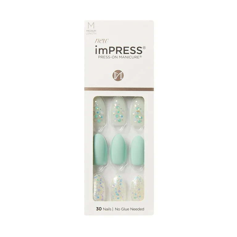 KISS imPRESS Medium Length Press-On Nails, ‘Evergreen’, 30 Count | Walmart (US)